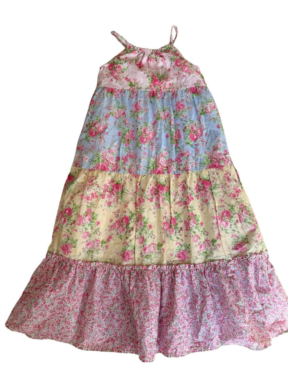 Simply Shabby Chic Pastel Pink and Green Floral Trim Dress Label